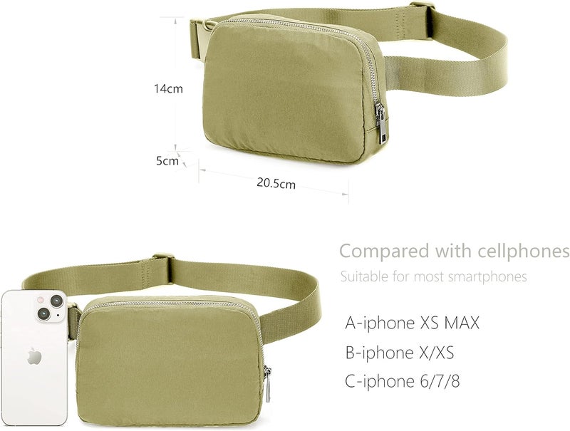 MEISEE Fanny Belt Bag Waist Pack Crossbody Bags Bum Bag for Running Hiking Travel Workout Adjustable Strap for Women-Khaki green - Image 4